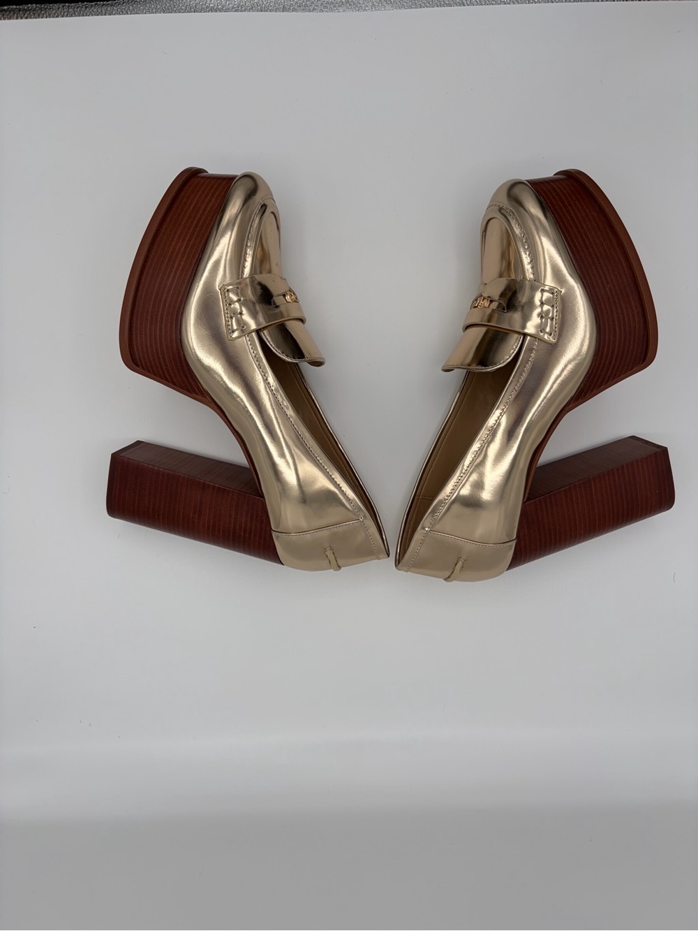 Michael Michael Kors Eden Loafer Pumps Pale Gold Metallic Leather Size 10 - Picture 6 of 11